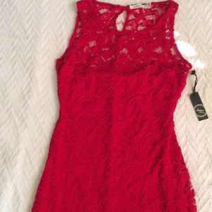 NWT Red On Red Lace Liberty Love Stretch Dress M